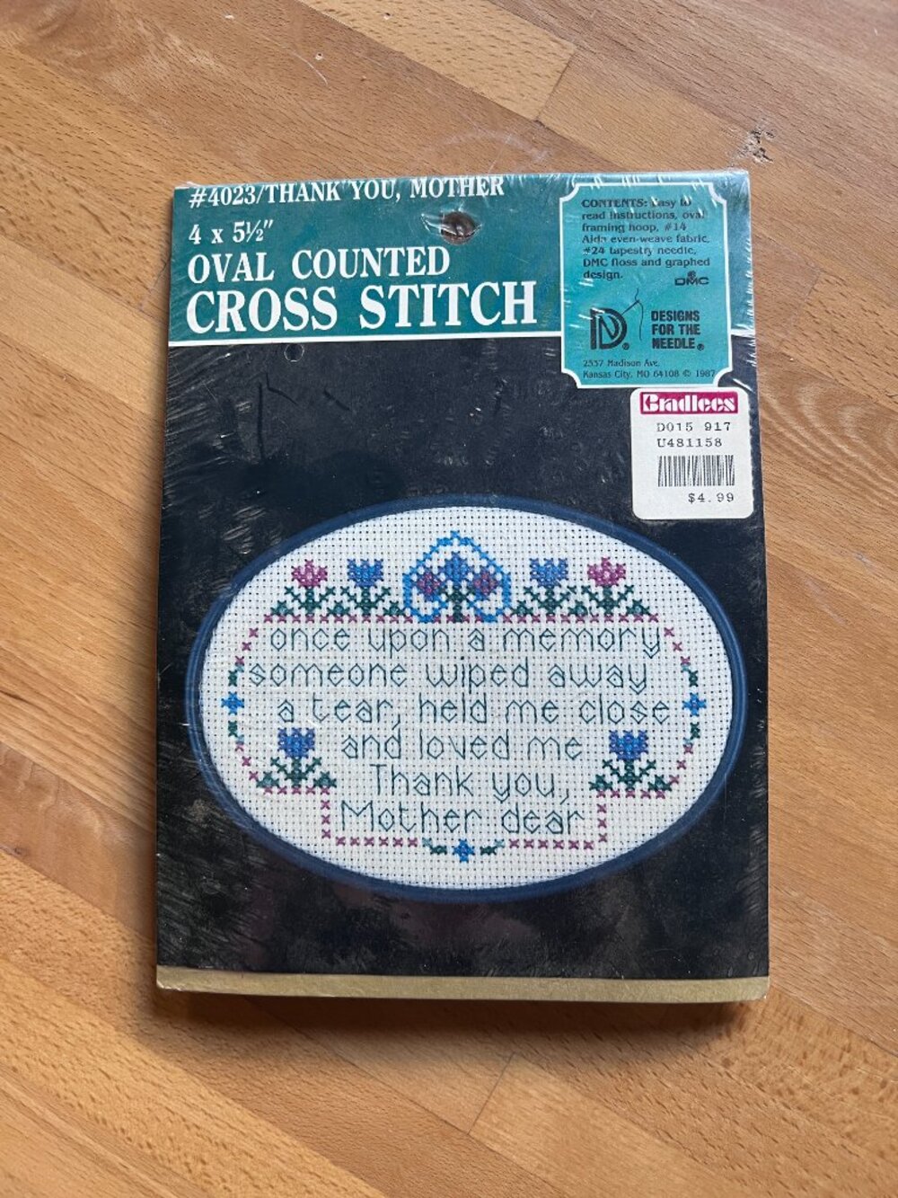 Thank you Mom Oval Cross Stitch Kit that Comes with Frame too